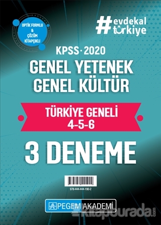 2020 KPSS Genel Yetenek Genel Kültür Türkiye Geneli Deneme (4.5.6) 3'lü Deneme Seti