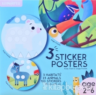 3 Sticker Posters - Polar, Farm and Jungle Friends (2-6 Age)