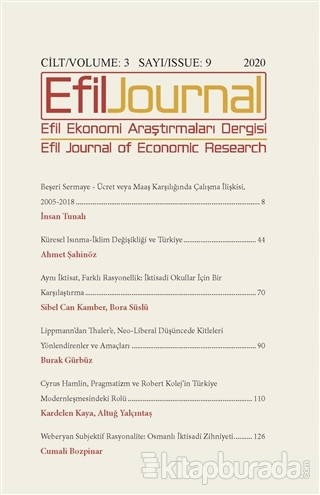 Efil Ekonomi Araştırmaları Dergisi; Cilt: 3 Sayı: 9 Kolektif