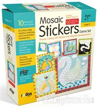 Mosaic Stickers Game Set - Mosaic Coding with Stickers and Attention Development-3 - Level 3 - Ages 4-7