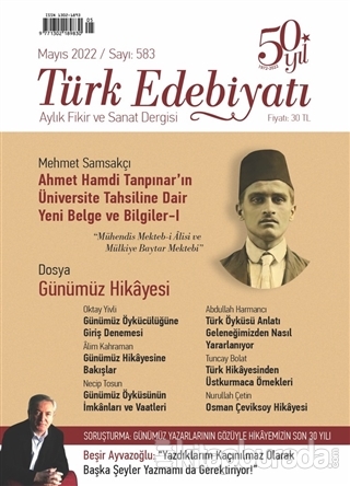 Türk Edebiyatı Aylık Fikir ve Sanat Dergisi Sayı: 583 Mayıs 2022