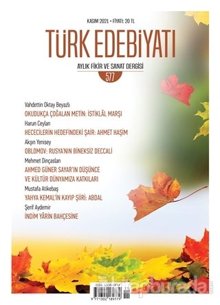 Türk Edebiyatı Dergisi Sayı: 577 Kasım 2021 Kolektif