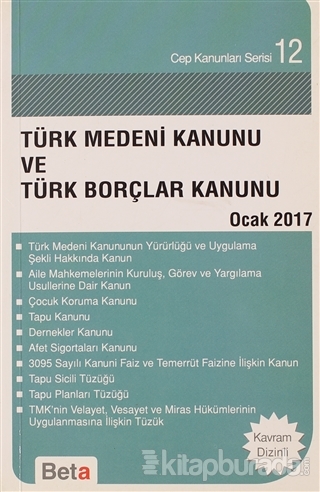 Türk Medeni Kanunu ve Türk Borçlar Kanunu Ocak 2017