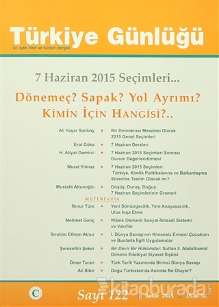 Türkiye Günlüğü Dergisi Sayı : 122 Kolektif